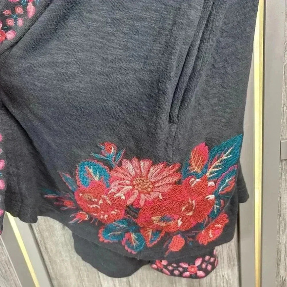 J Jill Duster Cardigan Size S Embroidered Bohemian Open Front Long Small - Picture 7 of 12